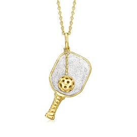 Ross-Simons Two-Tone Sterling Silver Pickleball Pendant Necklace. 18 inches