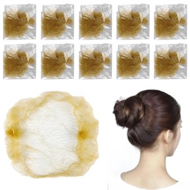 10 Pcs Invisible Hair Nets for Catering, Elastic Edge Mesh Hair Nets, Hair Bun Nets for Girls, Women (10 Pcs, Gold)