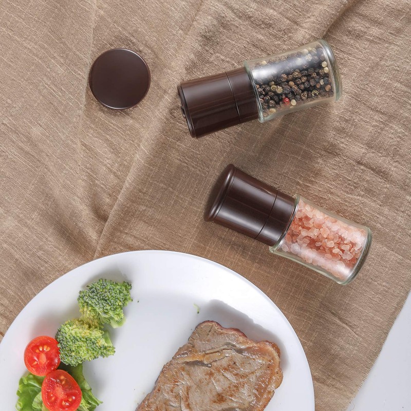 VKCHEF Pepper Mill, Manual Rock Salt Mill, Small Salt Mill,