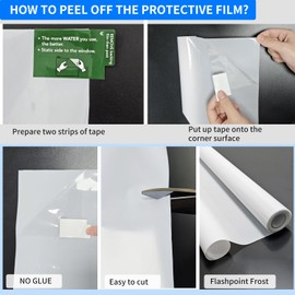 DERZGAO Window Film Privacy Day and Night with Installation Tools, Static Cling Glass Film Ideal for Home Shower Office Glass Door (White 23.6X78.7Inch)