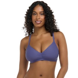 Body Glove Women's Standard Smoothies Drew Solid D, DD, E, F Cup Bikini Top Swimsuit with Adjustable 2-Way Back Detail, Iris Blue, D
