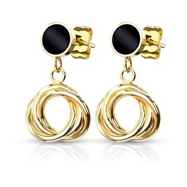 1 Pair of Stud Earrings Twisted Circles in Gold – Earrings for Normal Pierced Ears, Alloy Steel