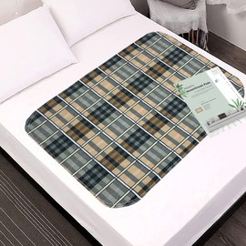 RIQINXIN Waterproof Incontinence Pad for Beds Extremely Absorbent Washable Bed Pads Incontinence 137 x 81 cm Incontinence Pad for People Aid for Bladder Weakness Checked Set of 1