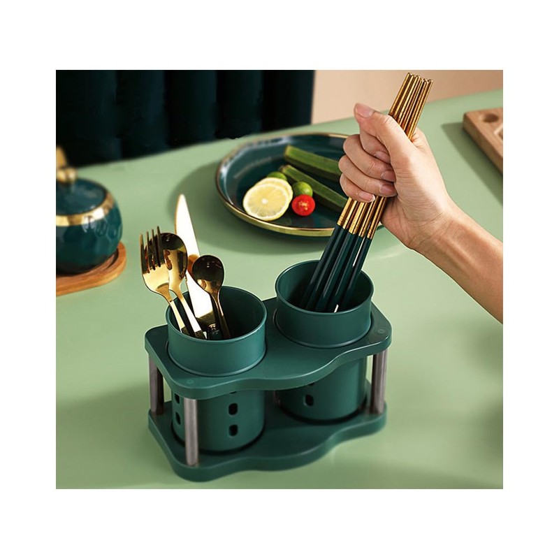 PARENCE. - Cutlery Drainer with Three Compartments and Separate Water