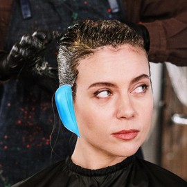 Angoily Silicone Ear Covers, 2PCS Ear Covers for Hair Dye, Waterproof Ear Covers for Shower, Hair Salon Dye Hair Dryer, 8.00X4.50X2.50CM, Blue