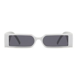Azoxus Retro 90s Tiny Sunglasses Trendy Small Rectangle Colored Frame Unisex Eyewear White