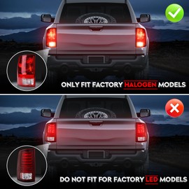 LED Tail Lights Pair + 3rd Third Brake Cargo Lamp Assembly Fit for Dodge Ram 1500 2009-2010, 2500 3500 2010, for Ram 1500 2500 3500 2011-2018 (Only Fit Factory Halogen Version and 921 Reverse Bulb)