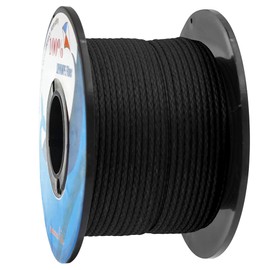 emma kites 100% UHMWPE Braided Cord 100Ft High Strength Low Stretch Utility Cord Guy Ropes 3.0mm for Tent Guyline Tarp Hammock Ridgeline 2200Lb, Black