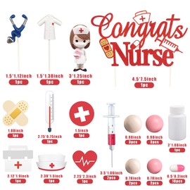 33 decoraciones para tartas de enfermera, decoración para magdalenas, estetoscopio, instrumentos médicos, decoración para médicos, médicos, enfermeras, suministros de fiesta temática, suministros de enfermería, graduación, decoración de cupcakes