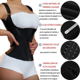 Faja Chaleco 15 Varillas Con Broches Y Cierre Reloj De Arena Color Negro Talla M