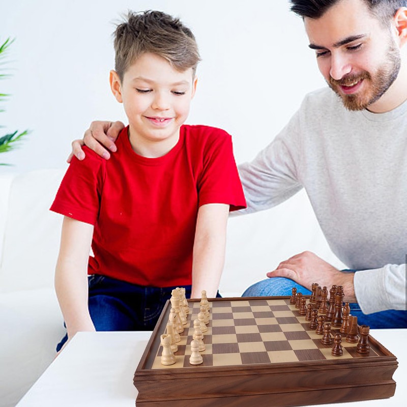 GSE Games & Sports Expert 15" Large Wooden 2-in-1 Chess
