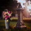 Unbranded Solar LED Cemetery Vase with Cross Light Angel Memorial
