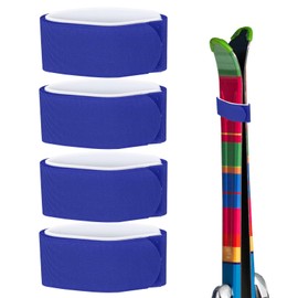 TIXIPEM Ski Fastener Straps [4Pcs] - Winter Sports Accessories Carrier Strap with Protective Pad Use for Carrying Ski Boards & Pole - [Dark Blue] Adjustable Hook and Loop Tape