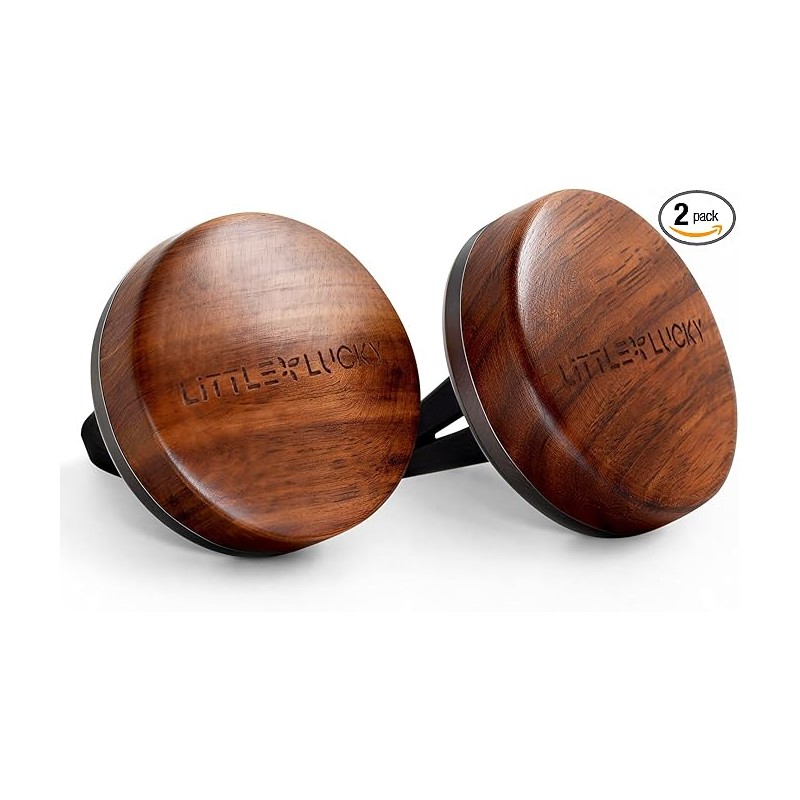 Walnut Wood Car Air Freshener Vent Clip Set, 2 Diffusers