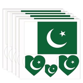 20 PCS Pakistan Flag Temporary Tattoo,Pakistani Banner Rectangle Heart Tattoos Decoration Decal, Waterproof Sticker for Party Parade Sport Carnival Classroom