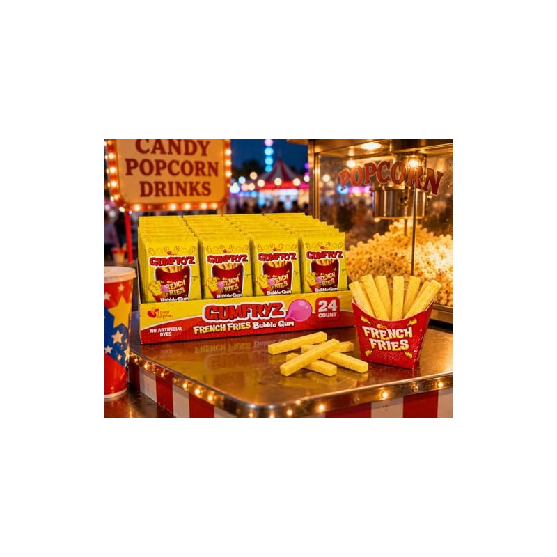 French Fries Bubble Gum – 24 Count Bulk Pack –