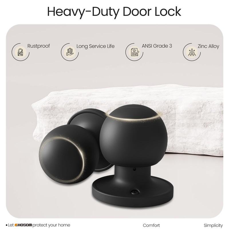 HOSOM 2 Pack Dummy Door Knob Matte Black Dummy Door