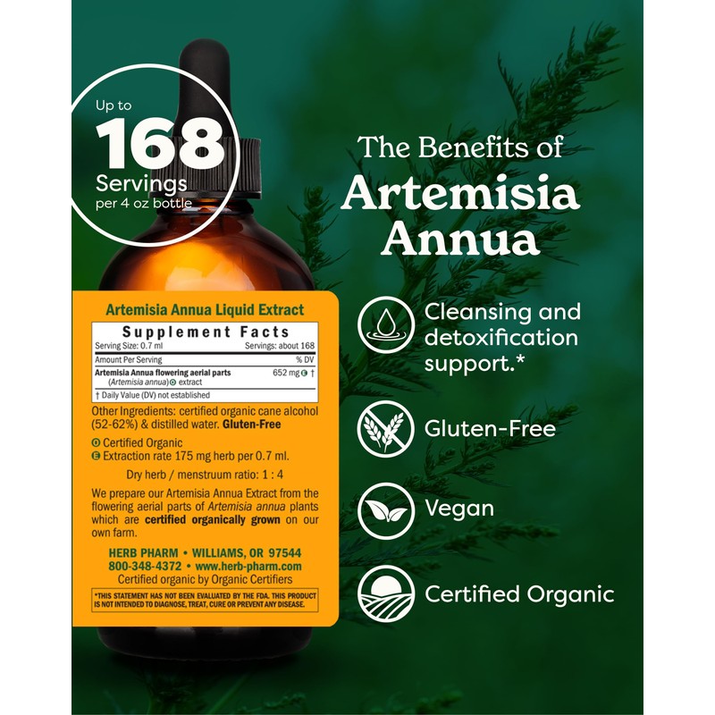 Herb Pharm Certified Organic Artemisia Annua (Sweet Annie) Liquid Extract