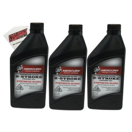 Cyclemax Three Pack compatible with Mercury 2-Stroke Standard Premium Plus Marine Oil Quarts 858025K01-3PACK Contains Three 2-Stroke Standard Marine Oil Quarts and a Funnel