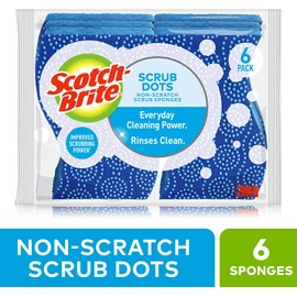 Scotch-Brite Scrub Dots Non-Scratch Scrub Sponge, Rinses Clean, For Washing Dishes and Cleaning Kitchen, 6 Scrub Sponges