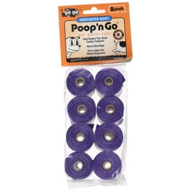 Poop 'n Go Purple Dog Poop Bags, 8 Roll Pack (120 Durable, 9" x 13") Pet Waste Bags, Non-Scented