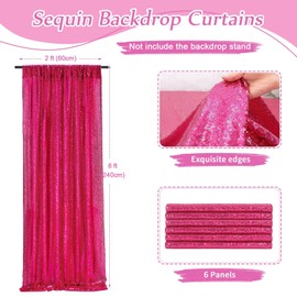 Fuchsia Glitter Sequin Backdrop Curtains 6 Pieces 2ftx8ft Dessert Backdrop Wedding Party Decor Glitter Photography Background