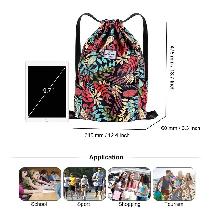 HAWEE Waterproof Drawstring Backpack with Inner Pocket Large Gym Bag