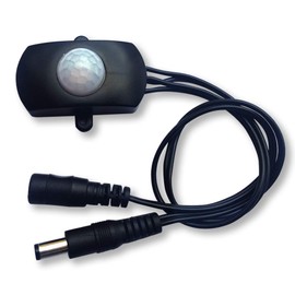 DC 6V 12V-24V 5A PIR Motion Activated Body Sensor Switch with DC Cable for LED Strip Light Camera (Rectangle(Without Light Sensor), Black)