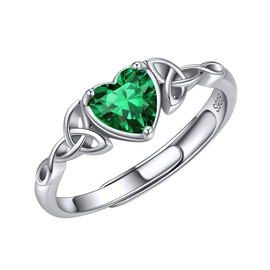 ChicSilver Celtic Knot Rings Sterling Silver Jewelry Simulated Emerald Birthstone Ring for May Women