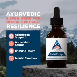 Ayush Herbs Tulsi Drops - Tulsi Tincture, Holy Basil Extract Tincture, Natural Liquid Supplement for Women & Men, Adults, Immune Vitality Booster - 2 Fl Oz (80 Servings)