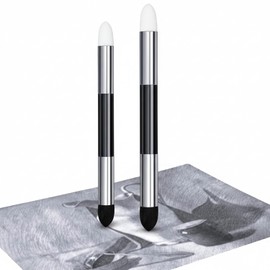 Kosiz - Pincel esponja de mezcla doble cabeza para frotar y pulir, lavable, esponja de frotación para bocetos, paño reutilizable, plantillas de dibujo, mezcladores de arte para artistas, herramienta
