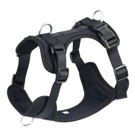 Wisedog Mesh Breathable Dog Harness: No Pull Harness with 3 Fast-Release Buckles Adjustable for Walking & Training for Small Medium Large Dogs (Black, S: Neck=14"-19"/Chest=13"-24")