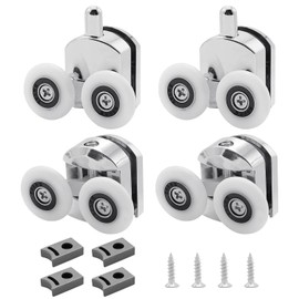 Aleker 4 Pcs Shower Door Rollers, 25mm Shower Door Wheels, Curved Shower Door Rollers, Replacement Shower Door Wheels for Sliding Shower Glass Doors 4-6mm (2 Top & 2 Bottom)