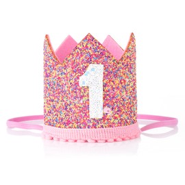 Abeillo Baby Girls 1st Birthday Party Hat, Princess Girls First Birthday Crown, Adjustable 1st Birthday Hat Baby Crown for Baby Girls First Birthday Party