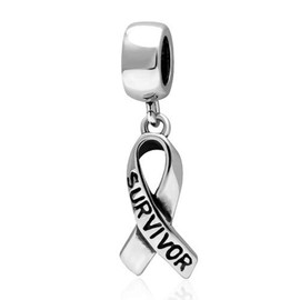 ABAOLA Survivor Ribbon Charm 925 Sterling Silver Dangle Bead for DIY Bracelet Compatible