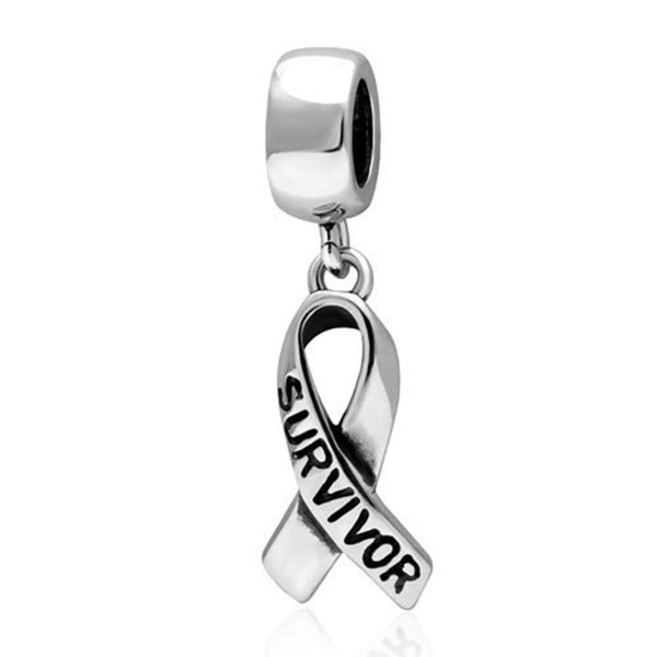 ABAOLA Survivor Ribbon Charm 925 Sterling Silver Dangle Bead for
