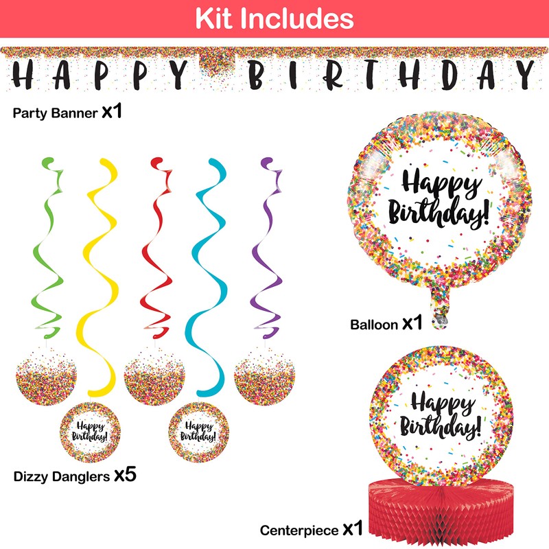 Trendware Confetti Sprinkles Birthday Decorations Kit