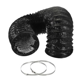 PATIKIL 8 Inch Air Duct, 8Ft Length Dryer Vent Hose Flexible Aluminum Ducting Ducting Dryer Vent 2 Clamps Included for Heating Ventilation Air Conditioning, Black