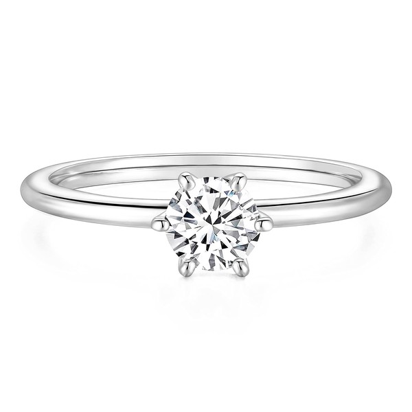 Titaniumcentral Women's Rings Slim Front Ring Gold Silver Round Cubic