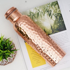 Copper Water Bottle for Drinking 34 oz Copper Ayurveda Pure Copper Water Bottle Ayurvedic Water Bottle with Lid Leak Proof Joint Less Water Bottle Travel Bottle for Gym, Office, Hiking,Outdoor Bottle