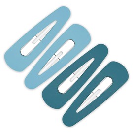 4PCS Large Snap Hair Clips,Acrylic Metal Snap Hair Barrettes,Matte Snap Clips for Women, Hair Pins for Girls, Large Barrettes Hair Accessories (3.5Inch,Blue)
