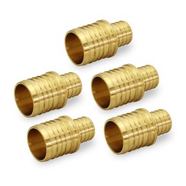 Supply Giant FQSD3412-5 PEX Straight Reducing Coupling Barb Pipe Fitting, 3/4 x 1/2, Brass, 5 Piece