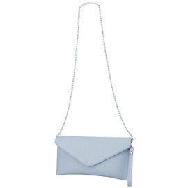 SH Leder Genuine Leather Clutch Shoulder Bag Small Bag Elegant Evening Bag in Grained Cowhide Leather with Carry Chain 31.5 x 16.5 cm Saya G369, lightblue, S