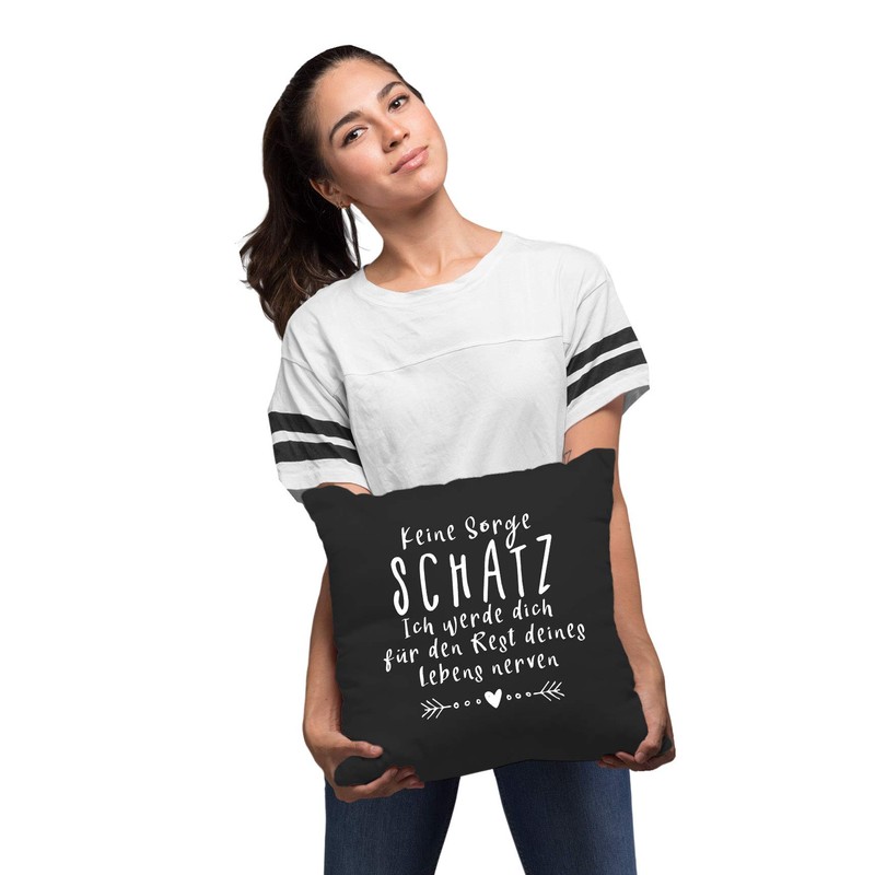 MoonWorks® Cushion Cover Saying "Keine Sorge Schatz" Funny Gift Love