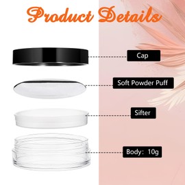 Aeaocvo Pack of 2 Empty Powder Boxes with Powder Puff, Portable 10 ml Loose Powder Container, Empty Powder Box Set with Removable Strainer Lid for Women Girls
