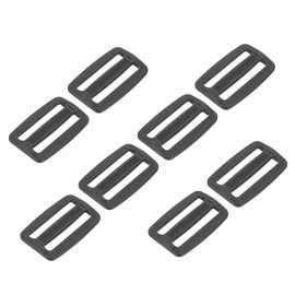 sourcing map Plastic Tri-glide Slide Buckle 50mm / 2 Inch Belt Adjuster Sliders Webbing Strap Fasteners for Bag Belt Dog Cat Collar Harness, Black, Pack of 8