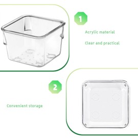 QoTang 8 PCS Stackable Clear Drawer Organizers 3" x 3" x 2" Square Trays Small Makeup Vanity Storage Bins Clear Desk Drawer Organization Container Dividers for Office Bathroom Kitchen Utensil