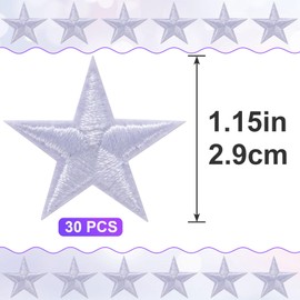 PAGOW 30 Pcs White Star Iron on Patch, 1 Inch Sew on Embroidered Patches for Clothes, Hats, Jackets, Backpacks, Decor, Appliques Decoration (White, 1")