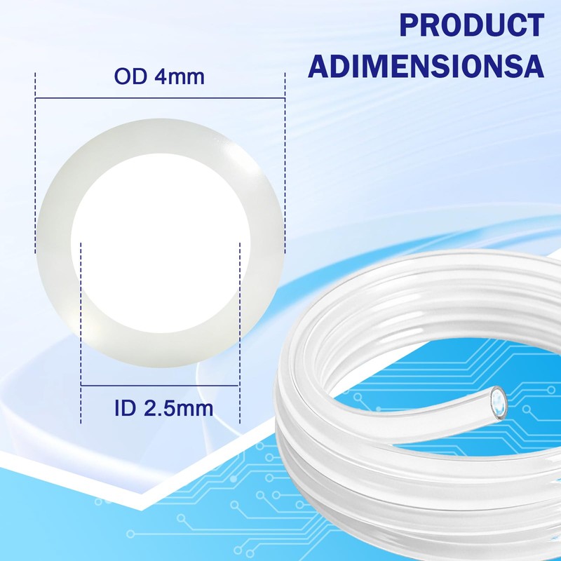 Asbrot 5M/16.4ft Ultra-Transparent 2.5mm ID×4mm OD Smooth PTFE Tube Compatible