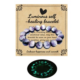 Zyuzles Firefly Glass Bracelet Glow in the Dark Bracelets Planet Themed Glass Bracelet Self Healing Bracelet Encourages Blessing Gifts for Men and Women (Purple)